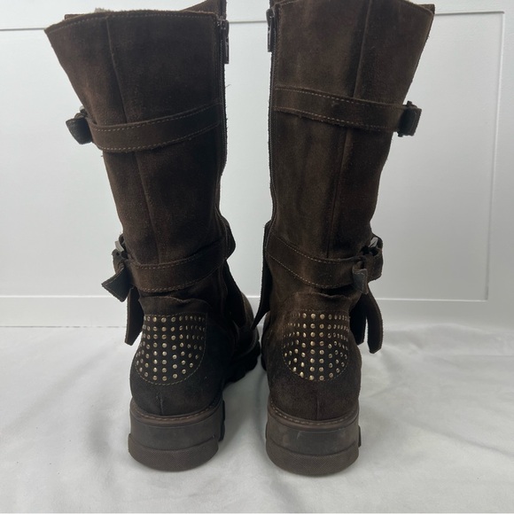 Manas Brown Suede Studded Biker Boots With Fringe Women’s EU 40/ US 9.5 - Picture 4 of 10